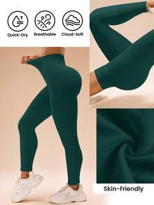 Easithlete Easithlete Women's Minimalist Stretchy Solid Color High-Waist Seamless Quick-Dry Sports Leggings - Olive Green - View 3