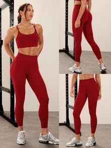 GLOWMODE 24" Peakbum Powersculpt™-Air Sculpt Flex 吸濕排汗涼感V腰提臀緊身褲 高強度運動跑步訓練 秋冬款 - Fiery Red - 查看 7