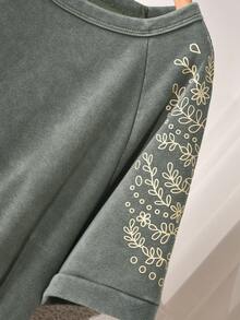 CosyJoli Blusa de mujer talla grande con estampado, blusa casual con volantes de manga corta, blusas de verano - Verde - Ver 5
