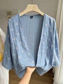 Comfortcana Chaqueta corta, delgada y ligera con textura para tallas grandes en otoño/invierno - Blanco - Ver 6