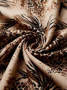 Gownix Leopard Print Backless A-Line Maxi Dress, Suitable For Vacation Beige Summer Tropical Beach - Brown - View 4