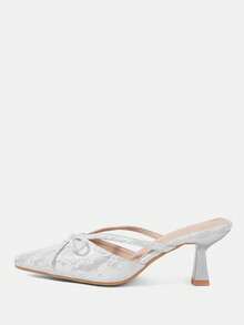 CUCCOO HITCHD Women's New High-Heeled Shoes, Stiletto Pointed Toe Elegant Bow High Heels, Comfortable Heels Suitable For Dates, Work, And Wedding Outfits - Silver - View 8