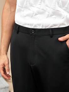 Officeau Men's Black Straight Leg Suit Pants, For Formal Business/ Office - Black - View 6