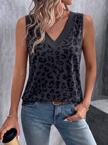 EMERY ROSE Women's Spring/Summer New Arrival Leopard Print V-Neck Casual Versatile Tank Top - Multicolor - View 3