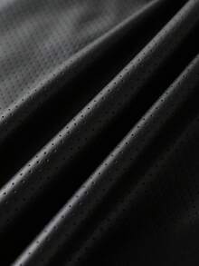 ROMWE MEN Camiseta de manga corta holgada de patchwork de PU para hombre, primavera/verano - Negro - Ver 3