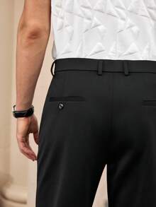 Officeau Men's Black Straight Leg Suit Pants, For Formal Business/ Office - Black - View 7