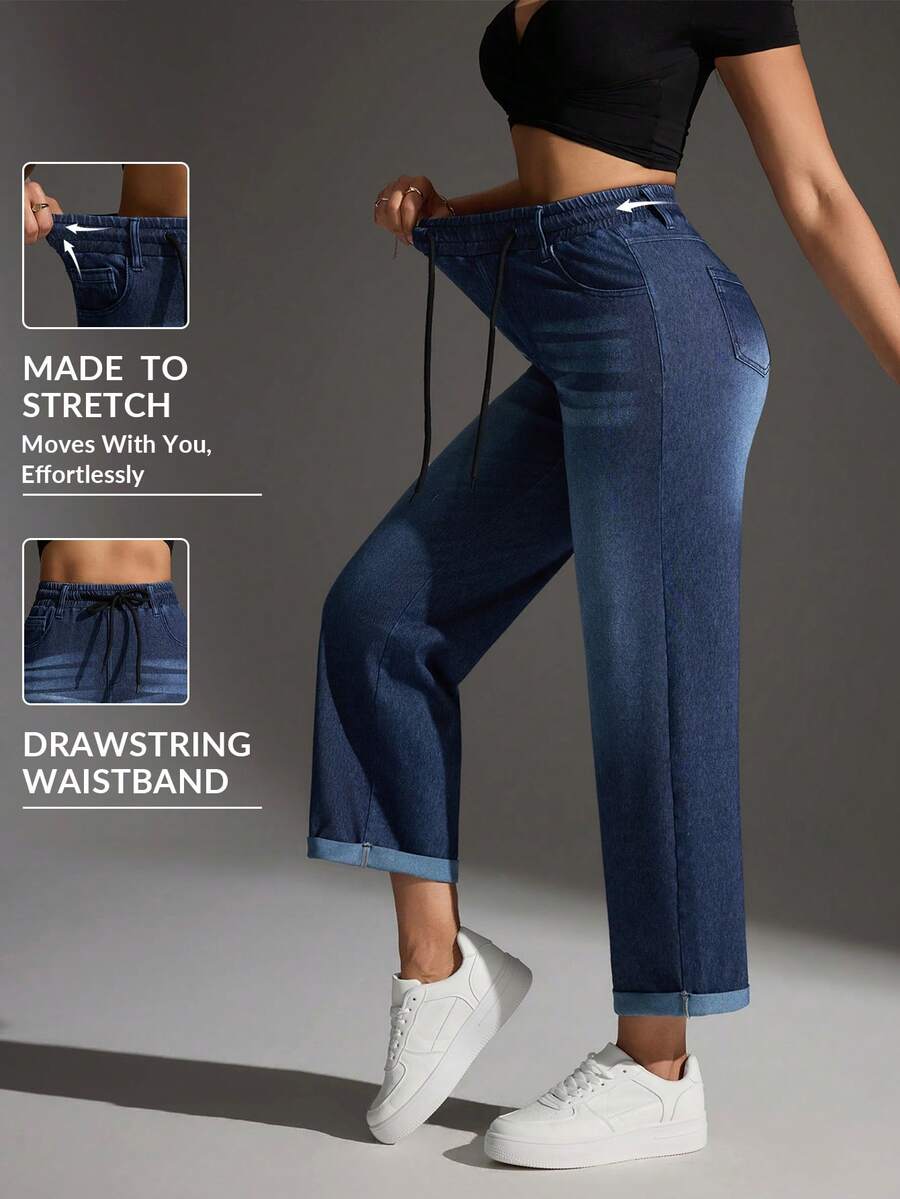 Flexra Jeans casuales con cintura ajustable con cordón - Azul - Ver 1