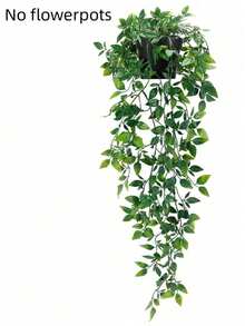 SHEIN 1 件假悬挂植物，人造小盆栽，可用于 DIY 花墙、场景布置、客厅和卧室花瓶插花、婚礼、派对、家居装饰、书桌装饰。秋季和春季叶收、家居装饰、桌面装饰、农舍装饰、户外抗紫外线假花仿真植物，用于悬挂花园门廊窗盒外部装饰 - 綠色 - 查看 9