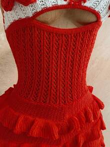 Soleia Bộ jumpsuit nữ kiểu dáng thường ngày, màu cam rực rỡ, họa tiết hoa, viền bèo nhún, thích hợp cho đi biển, du thuyền, nghỉ mát thành phố, kỳ nghỉ, lễ hội âm nhạc, phong cách bohemian, mùa hè, đi làm hàng ngày, mọi mùa. - Đỏ - Xem 7