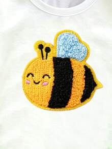 (Random 6 Pcs, Send 3 Pcs) Summer Girls' Fresh Cartoon Cute Cute Cute Cute Cute Little Bee Shaped Pattern Printed Basic Short T - Multicolor - View 3
