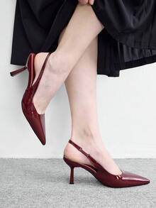 CUCCOO BIZCHIC 女鞋 女款時尚勃根地紅基本款 日常百搭 性感派對女高跟鞋 露跟鞋 女鞋 - 酒紅色 - 查看 3