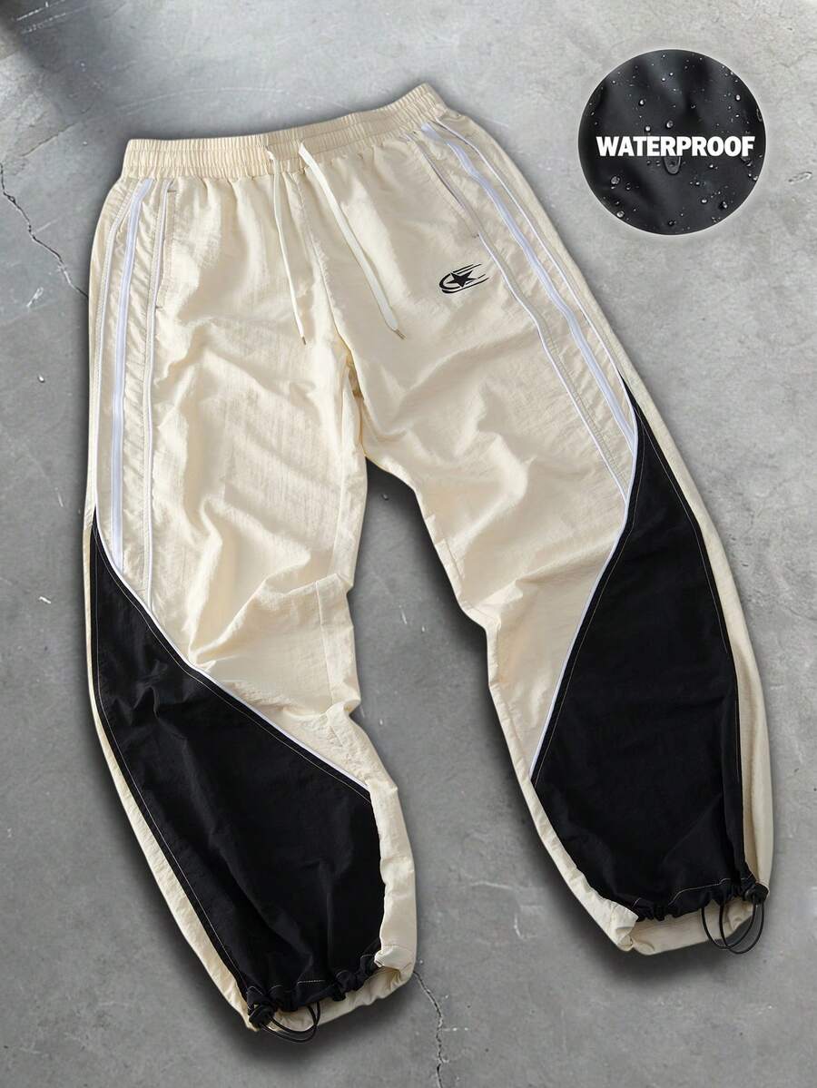 Sport MetroGents 男款拼色極簡休閒運動長褲，健身房適用