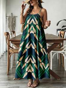 SHEIN VCAY Plus Size Women Tropical Floral Print Maxi Loose Casual Dress - Multicolor - View 4