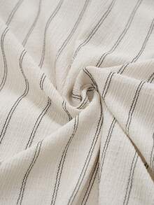 MENRIVO Men's Summer Casual Striped Shirt And Shorts Set - Beige - View 6