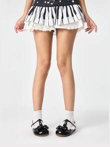 ROMWE Kawaii 女士黑色玛丽珍鞋，闭趾乐福鞋，蝴蝶结蕾丝洛丽塔芭蕾平底鞋，圣诞节必备 - 黑色+T袋 - 查看 3