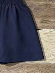 GlowEve CURVE 大尺碼女款單排釦馬術刺繡圖案上衣與裙褲休閒日常兩件套 - 藍白色 - 查看 6