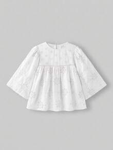 Maija Kids Maija Kids 青少年女孩寬鬆刺繡布料襯衫、上衣、開學季、夏季上衣、Y2k、女童衣服、女童襯衫、秋季、度假、波西米亞風上衣 - 白色 - 查看 1