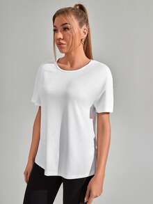 Glamine Letter Graphic Sports Tee Gym Topworkout Tank Top - White - View 6