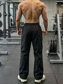 GymBeat Men's Skull Print Drawstring Waist Loose Fit Sports Long Pants, Gym - Black - View 2