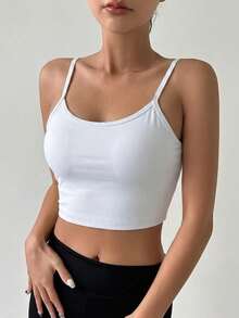 DAZY Solid Color Padded Lightly Lifted Cross Back Sports Bra For Women - White - View 4