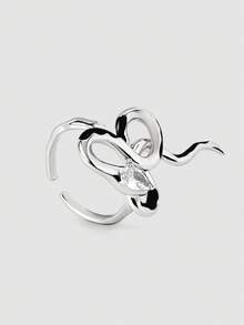 MortiRose European And American Cross-Border Exaggerated Snake-Shaped Creative Personalized Minimalist Style Ring, Goth/Gothic/Punk/Grunge/Dark Gothic, Streetwear, Summer/Festival/Prom/Party, Vintage - Silver - View 3