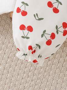 Cozy Pixies Baby Girl Casual Daily Cute Vacation Cherry Print Camisole Romper - Red - View 5