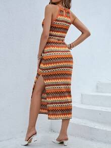 SHEIN Essnce Women Summer Casual Halter Neck Sleeveless Top And Skirt Set - Multicolor - View 2