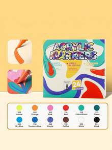 Acrylic Marker Pen, Soft Tip, Large Capacity, Colored Filling Pen, Student Painting Cartoon Character Colored Pen, Suitable For Non-Transparent Paper, Can Be Used For Decoration, Art Painting, Indoor And Outdoor Art And Craft, Canvas, Rock, Wood And Other Materials, Creative Gift Choice - multicolor - View 17