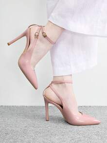CUCCOO BIZCHIC Women's Pink Pointed Stiletto Strap Sandals, Elegant Adjustable Buckle High Heels, Suitable For Office Work, Wedding Parties, Comfortable High Heels Are Suitable For All Seasons Of The Year - Pink. - View 3