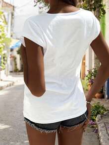 EMERY ROSE Ladies' Floral Print Casual Tank Top Graphic Tees Women Tops - White - View 2