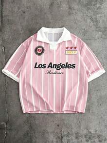 AXEPEAK Men's Handsome Fashionable Colorblock Versatile Polo Shirt - Pink - View 4