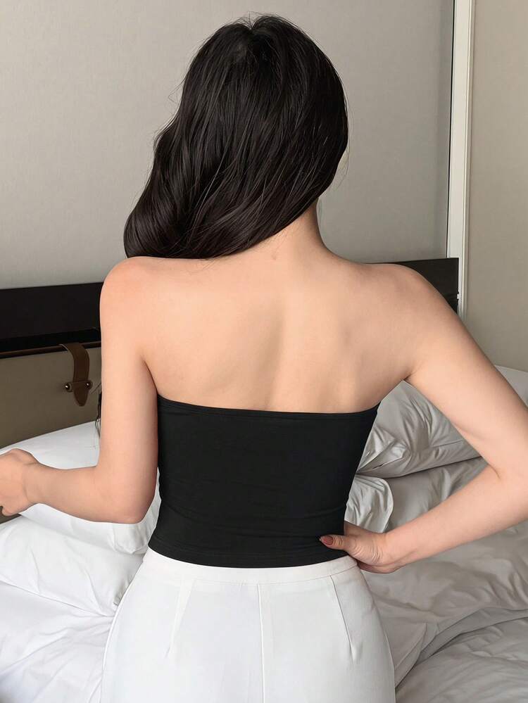 Women's Minimalist Solid Color Pleated Fitted Camisole Top, Versatile For Summer