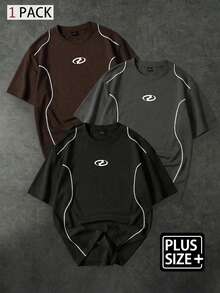 Sport MetroGents Men's Plus Size Contrast Trim Sports T-Shirt, Gym, Holiday - Black - View 1