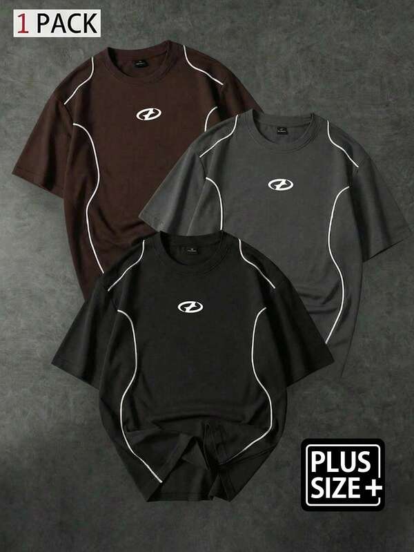Sport MetroGents Kaos Olahraga Pria Ukuran Besar dengan Trim Kontras, untuk Gym, Liburan