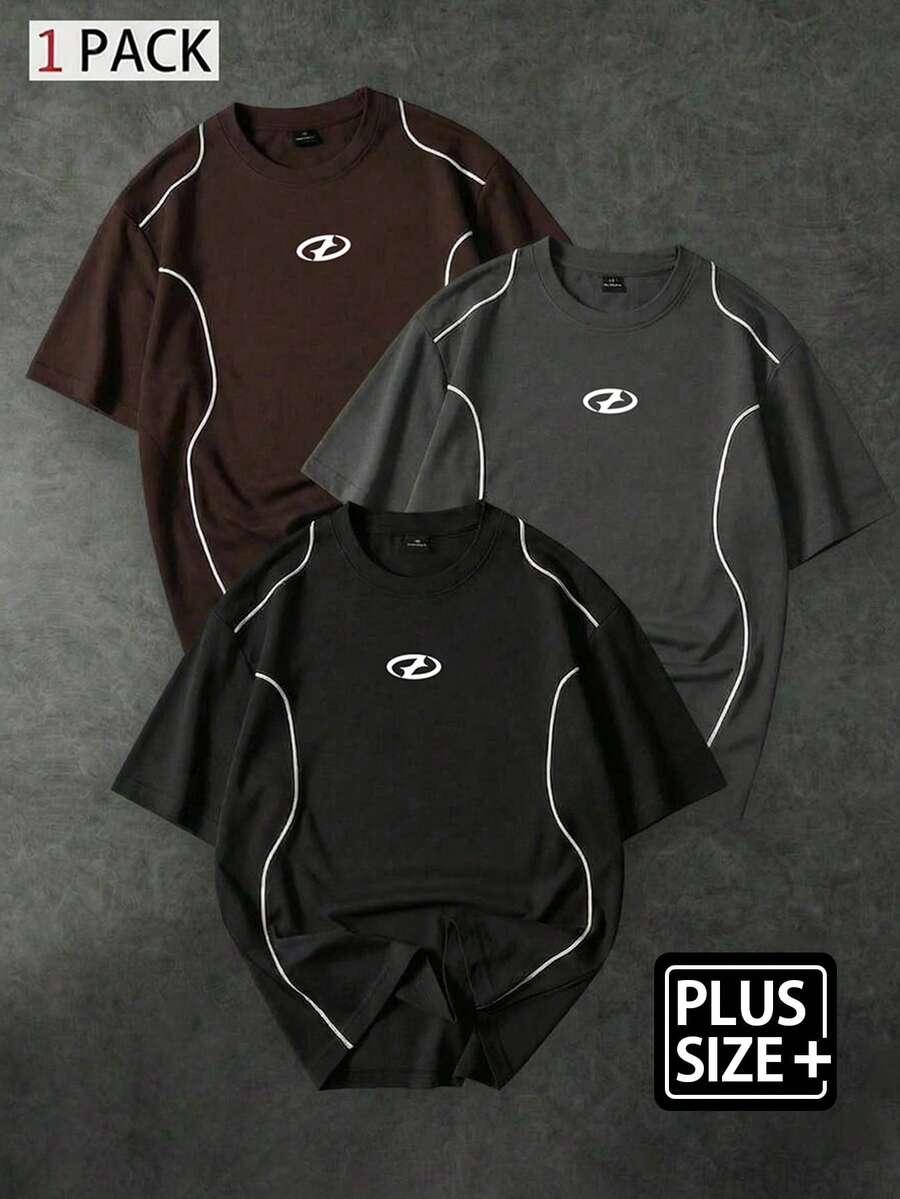 Sport MetroGents Men's Plus Size Contrast Trim Sports T-Shirt, Gym, Holiday - Black - View 1