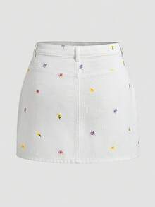 SHEIN MOD Chân váy denim cotton đỏ mini thường ngày cho nữ - Nhiều màu - Xem 2