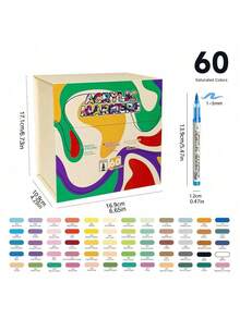 Acrylic Marker Pen, Soft Tip, Large Capacity, Colored Filling Pen, Student Painting Cartoon Character Colored Pen, Suitable For Non-Transparent Paper, Can Be Used For Decoration, Art Painting, Indoor And Outdoor Art And Craft, Canvas, Rock, Wood And Other Materials, Creative Gift Choice - multicolor - View 18
