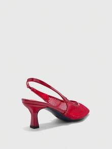 CUCCOO BIZCHIC Royal Sister Style Sexy Babes Red, Closed Toe Slingback Mesh Women's Shoes - Red - View 3