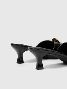 Sleekvia Giày sandal cao gót mũi vuông thời trang, gợi cảm với khóa cài, phù hợp cho đi làm, hẹn hò, dự tiệc và các dịp khác. - màu đen - Xem 8