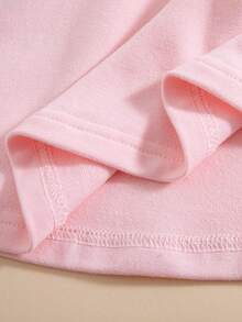 SHEIN 1件女嬰可愛粉色水果貼布對比領百褶短袖柔軟 Polo 連身裙 夏季日常派對公園春夏季洋裝 - 粉色 - 查看 9