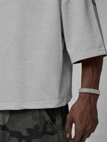 STYNVO Kaos Lengan Pendek Kasual Pria dengan Cetakan Huruf, Musim Panas, Liburan - Light Grey - View 4