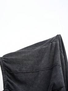 Muchica Plus Size Women Drawstring Waist Wide Leg Loose Casual Sweatpants - Dark Grey - View 6