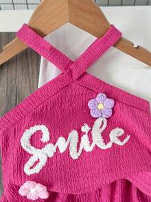 SHEIN Young Girl Casual Daily Criss-Cross Fitted Tank Top And Shorts Set - Hot Pink - View 4