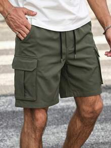 Manfinity Homme Pantalones cortos cargo de moda de verano para hombres, vacaciones - Verde - Ver 1