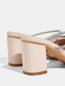 CUCCOO TILAWA Women's Cloth Glass Rhinestone Decorative Pointed Women's High-Heeled Shoes, Suitable For Going Out, Banquets, Parties And Other Activities - Apricot - View 4