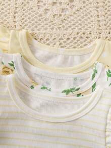 SHEIN Playful Pals 6件/組女嬰荷葉領多色組合上衣配彈性腰短褲套裝，舒適休閒可愛春/夏/秋季穿搭 - 彩色 - 查看 7