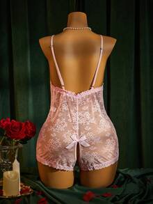 SpicyHot Plus Size Women Sheer Lace Camisole Camisole,Sexy Lingerie For Women,Adult,Honeymoon,Hot,Date Night,Lingerie,Playsuit,Lingerie Set,Sexy Outfit - Pink - View 2
