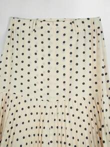 Elenzga Women's Elegant Polka Dot Print Patchwork Pleated Skirt - Multicolor - View 3