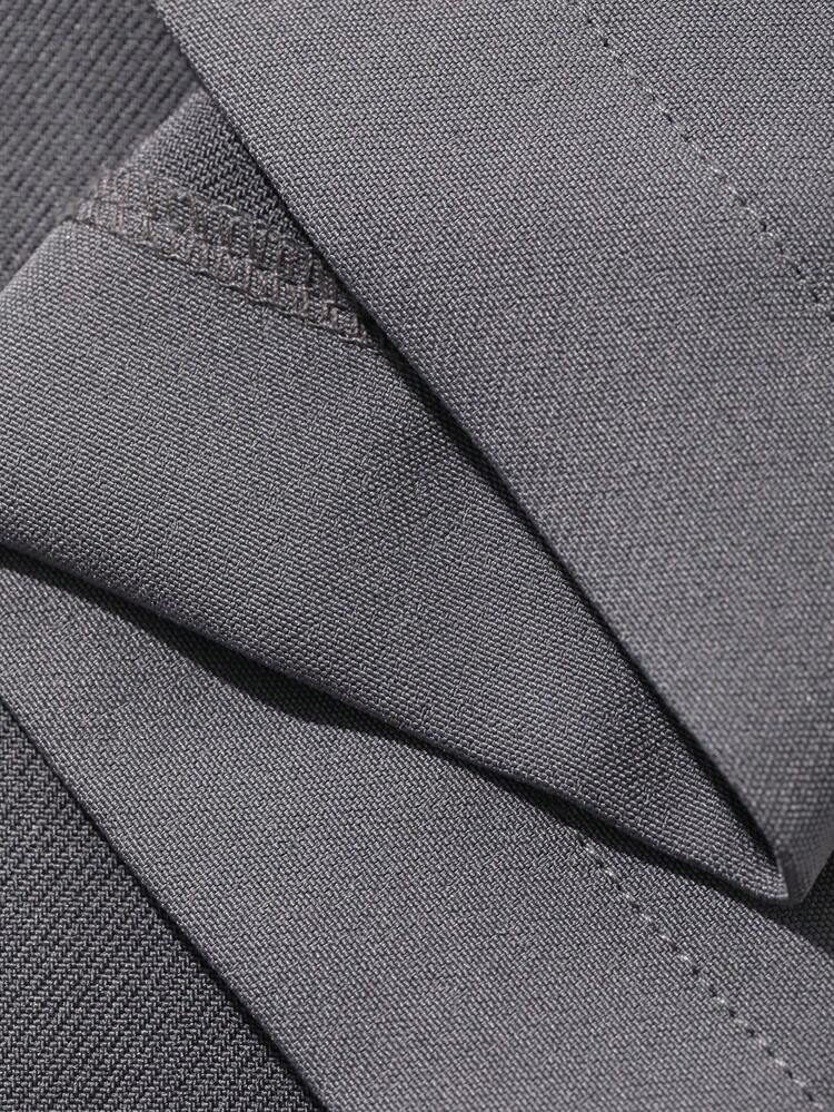 FRIFUL Áo khoác blazer nữ phong cách tối giản cho dân công sở, phối ren tương phản, ve áo notch, một hàng khuy - Xám - Xem 9
