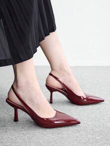 CUCCOO BIZCHIC 女鞋 女款時尚勃根地紅基本款 日常百搭 性感派對女高跟鞋 露跟鞋 女鞋 - 酒紅色 - 查看 5